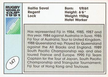 1991 Regina Rugby World Cup #147 Ilaitia Savai Back